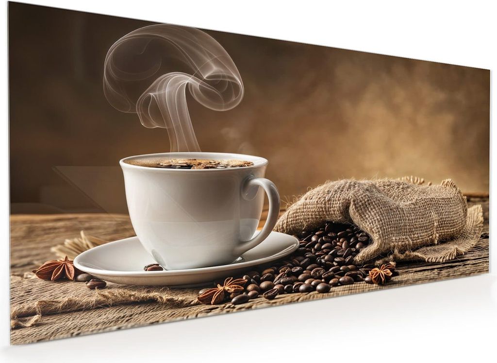 Küchenrückwand Spritzschutz Glas mit Motiv Kaffeegenuss 40 x 40 cm