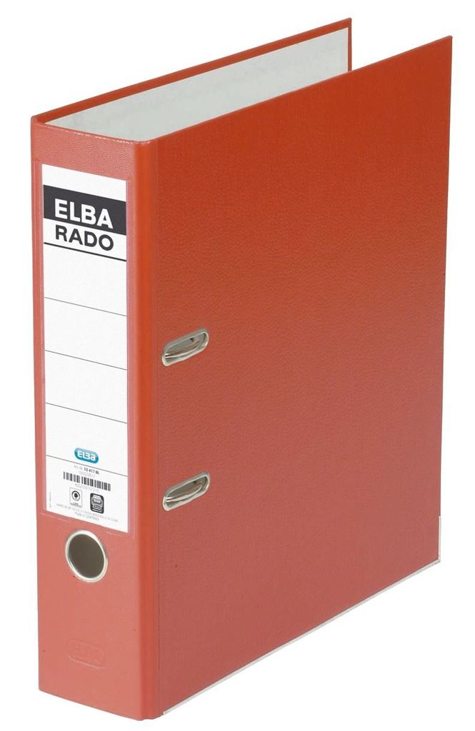 ELBA Ordner rado brillant, Rückenbreite: 80 mm, rot DIN A4, Einband außen / innen aus Acrylaten veredeltem (10417 RO)