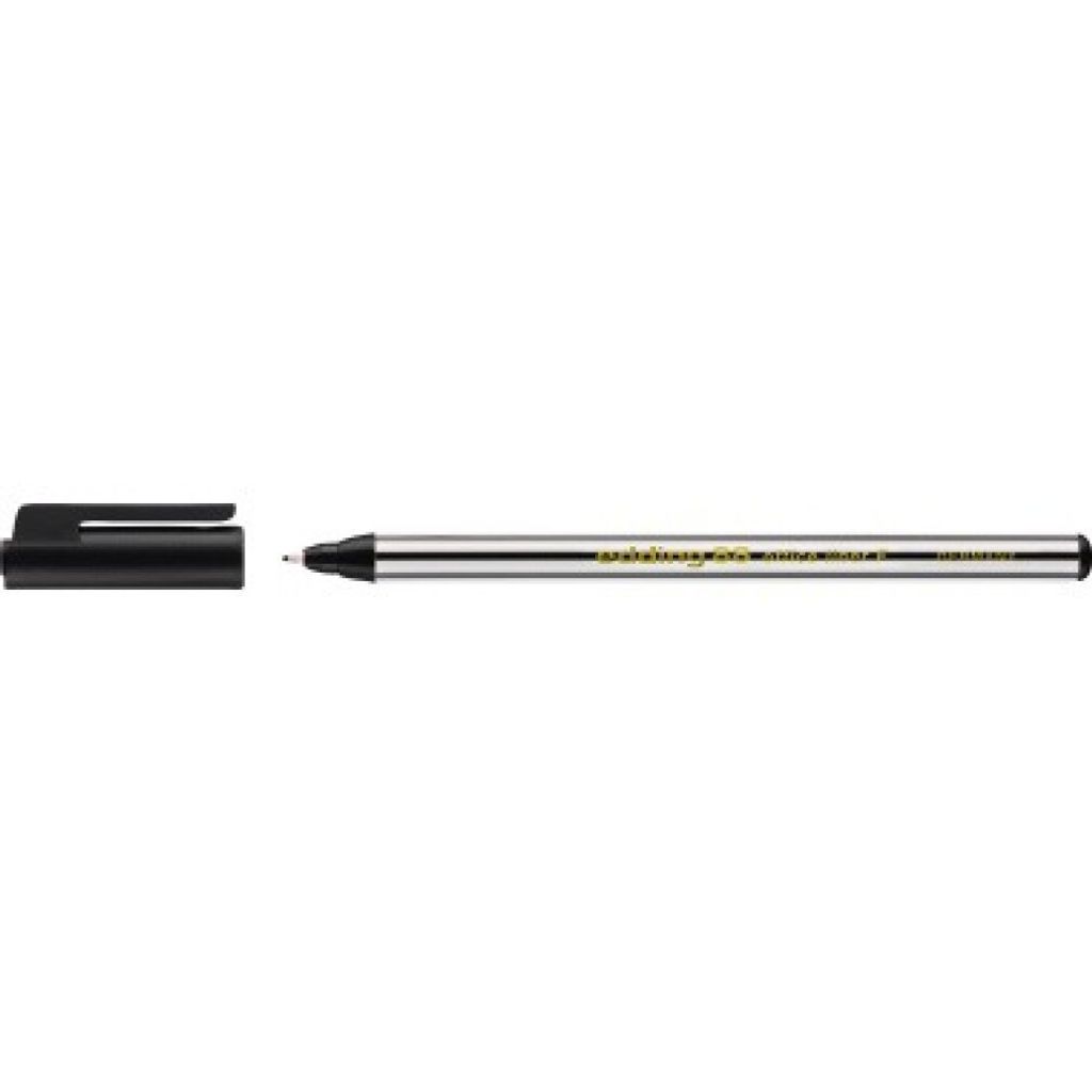 A black pen cap and a silver pen are shown against a white background.