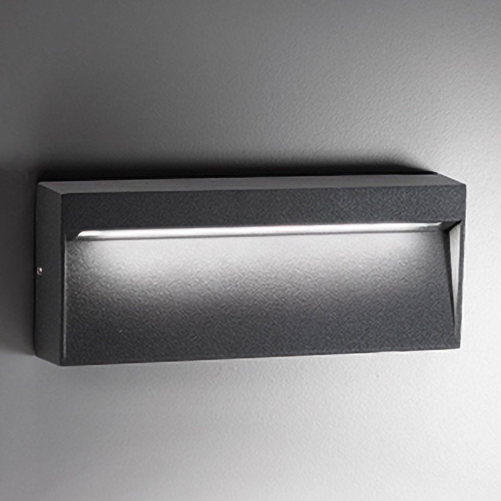 Dunkelgraue LED-Wandleuchte 8,5W IP54 3000K aus Aluminium-Druckguss für Innen und Außen, modernes und elegantes Design in schlanker Form online.