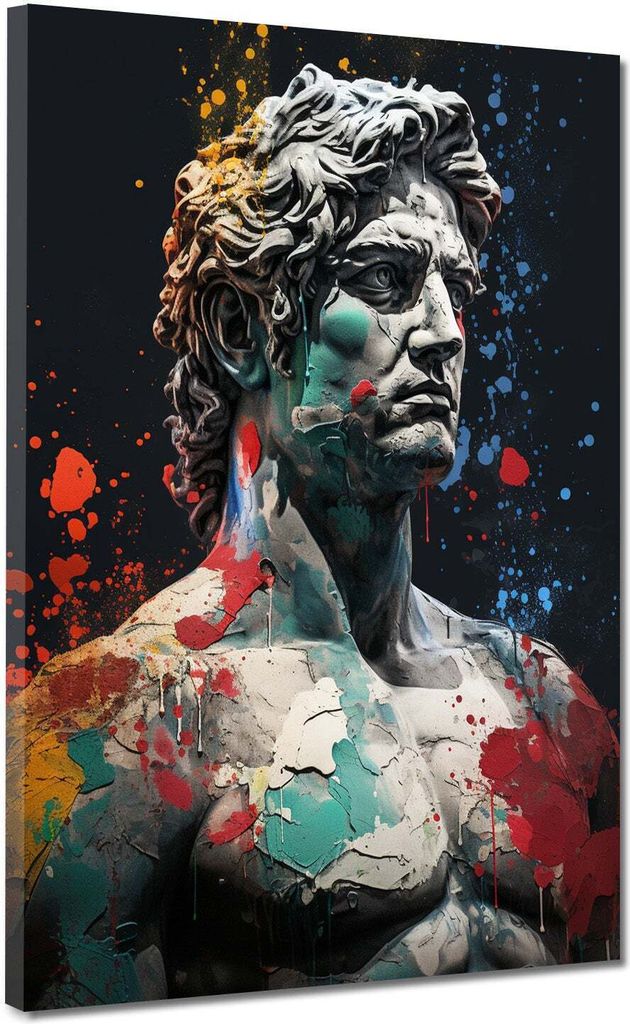 Statue von Alexander der Große Leinwandbild Wandbild Kunstdruck XL Wanddeko: 120x160x4cm