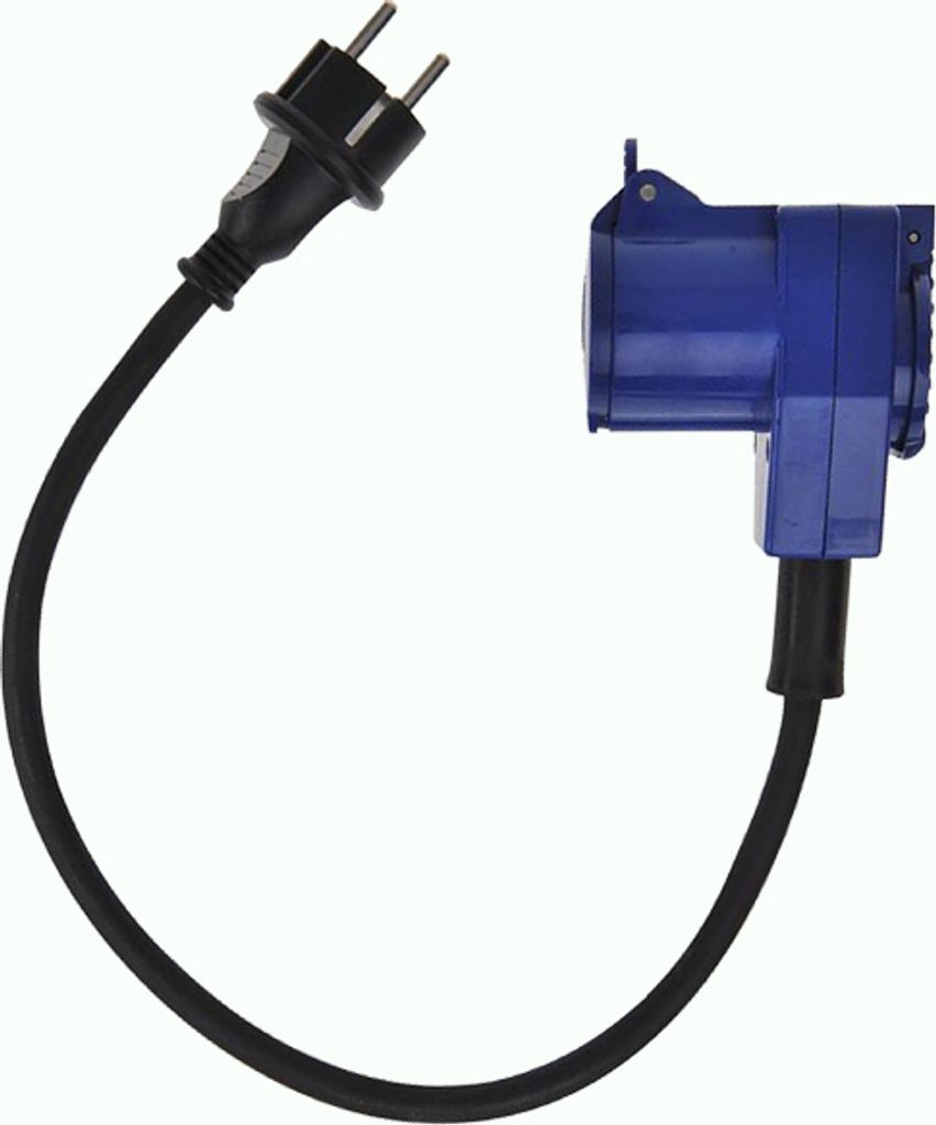 CEE Winkelkupplung Wohnwagen Wohnmobil Caravan 220V + Schuko Steckdose + 50 cm Kabel