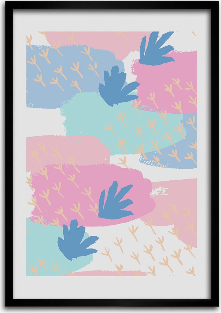 Bild - Bilderrahmen - Foto - 70 cm x 100 cm - MDF - Rahmen - Wandkunst - Bunte Flecken