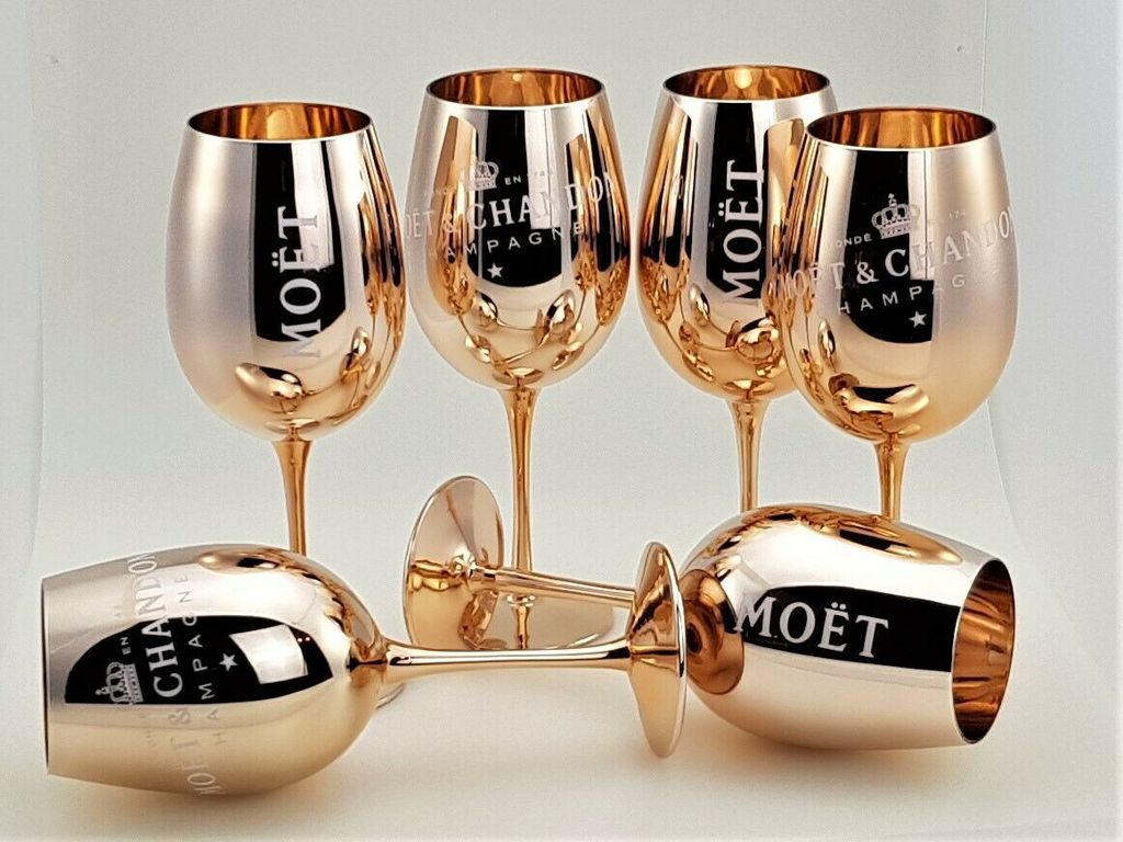Moët & Chandon Champagnergläser Kupfer 6er Set Echtglas Produktbild 3