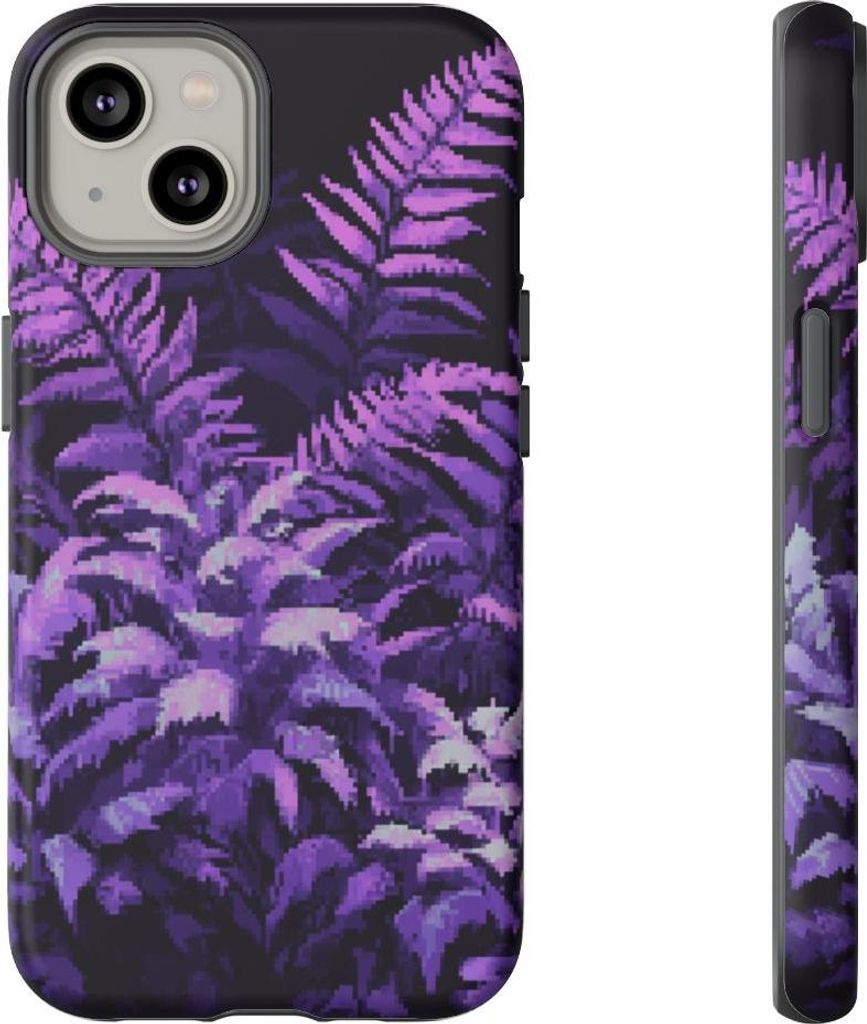 Retro-Pixel-Farne in Lila – Hülle Kompatibel mit iPhone 14