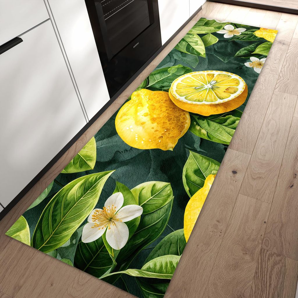 Küchenteppich 80x250cm rutschfest & abwischbar PVC Läufer - Zitronenmuster