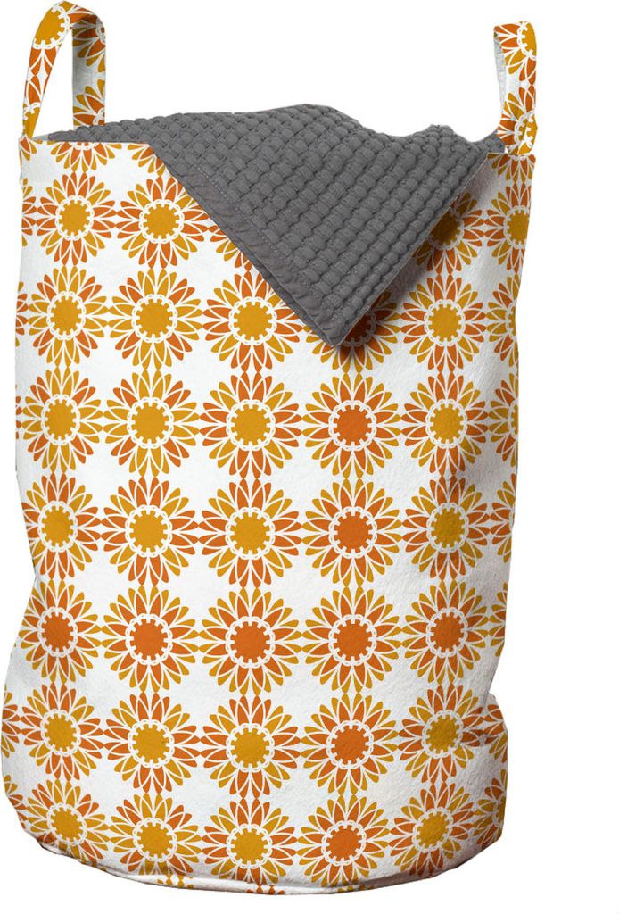 ABAKUHAUS Blumen Wäschesack, Monochrome Abstrakte Blumen, Wäschekorb mit Griffen Kordelzugverschluss für Waschsalons, 33 cm breit x 49 cm hoch, ...