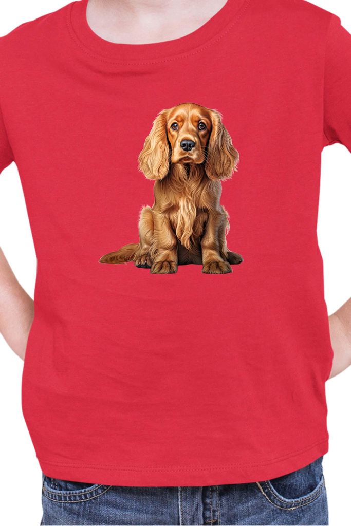 Kinder T-Shirt Dogs Breeds Cocker Spaniel Dog Breed 006, 3-4 Jahr - 104 / Rot