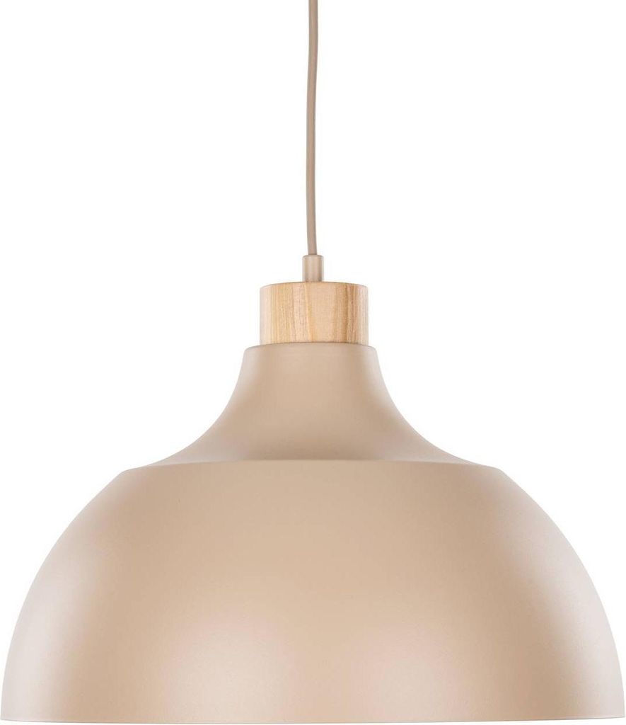 Envostar Hängeleuchte Kaitt, sandfarben, Ø 34 cm, Holzdetail