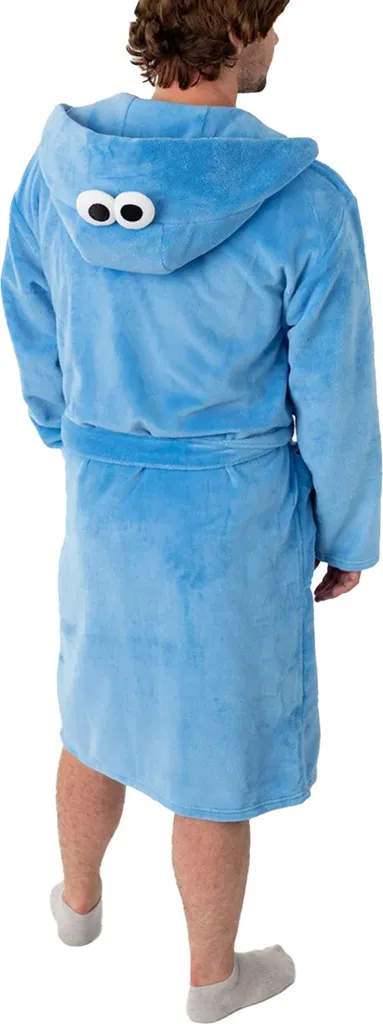 Sesame Street Robe de Chambre NS9094 - Peignoir Bleu à Capuche Taille L - 2