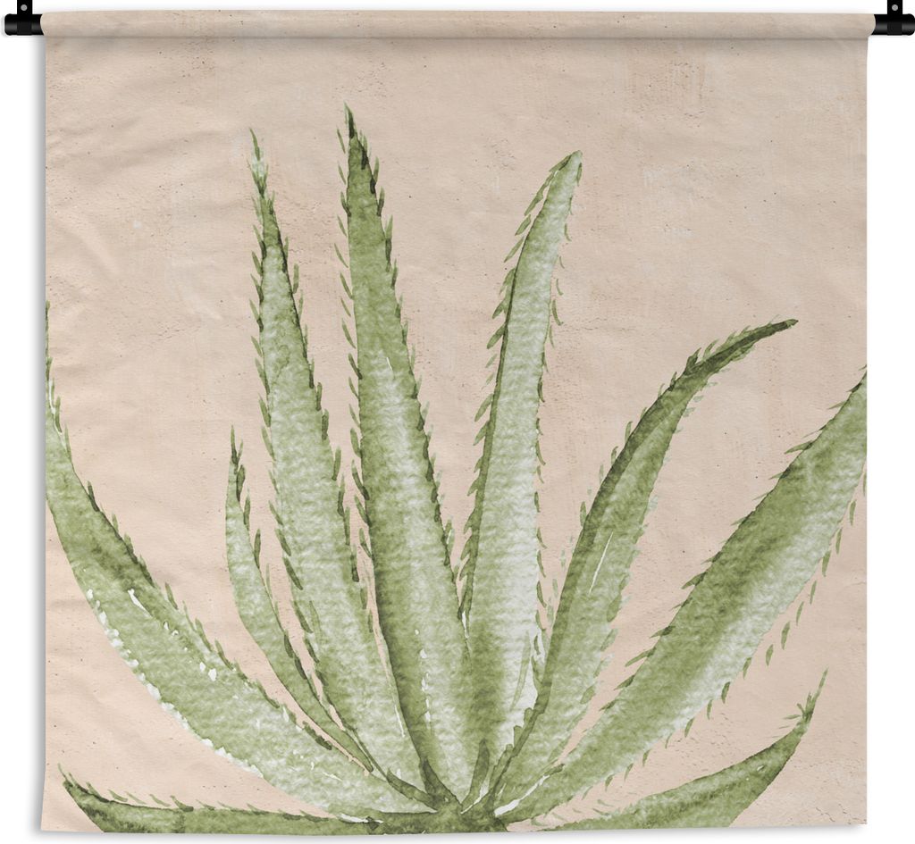 MuchoWow Wandteppich Wandbehang Aquarell - Sukkulente - Böhmisch - Botanisch 60x60 cm Tapisserie Dekoration Wandtuch - Dekorationen - Wand Decke
