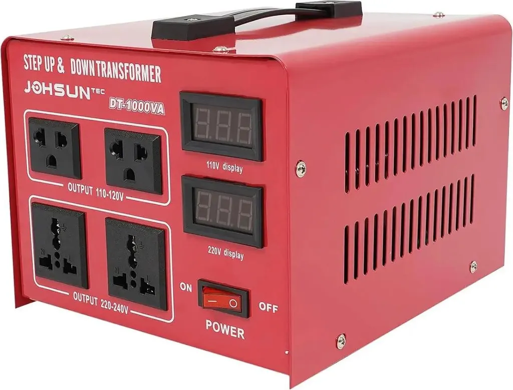 Convertisseur de tension avec écran LCD et 2 prises US - 1000W Rouge