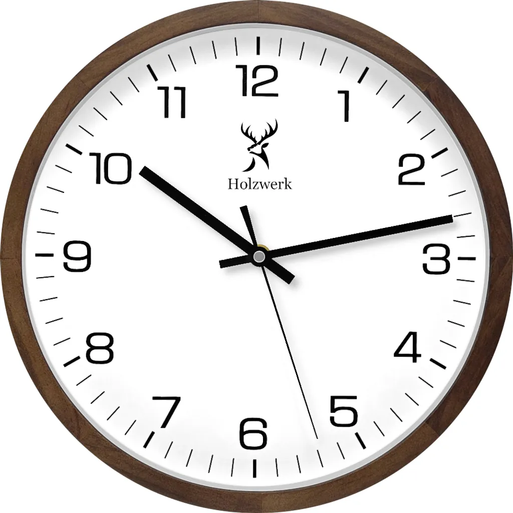 Horloge murale en bois design scandinave ronde pour salon et cuisine