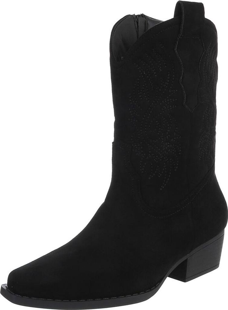 Ital-Design Damen Stiefeletten Leicht gefüttert Wildlederoptik Western- & Bikerboots 90482522 Schwarz Gr. 38