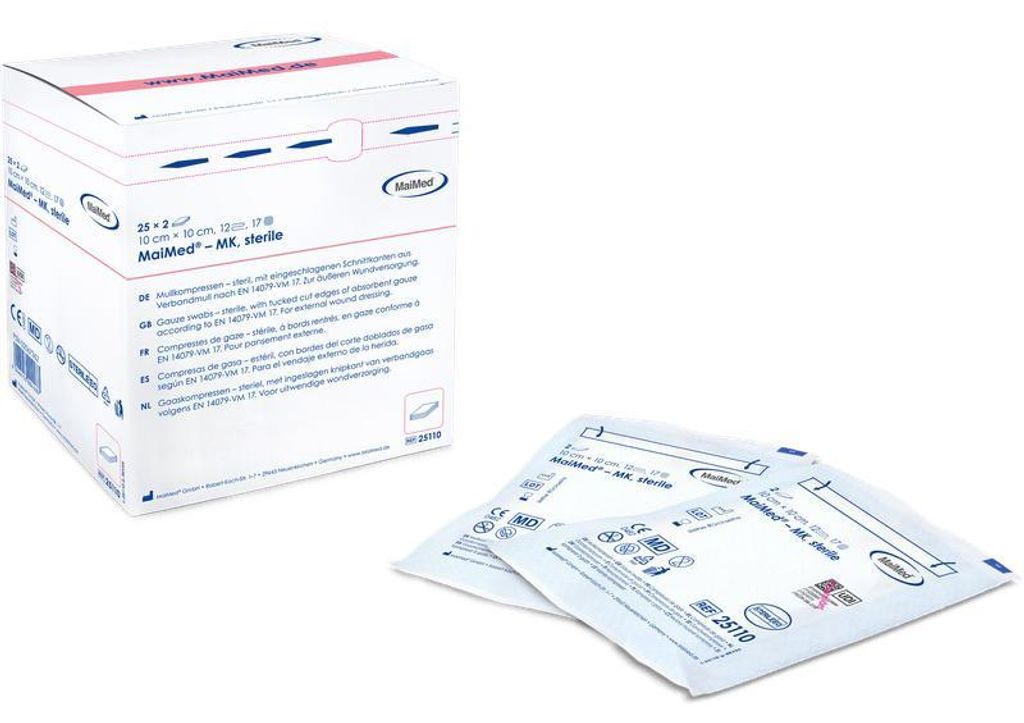 45x MaiMed-MK-steril 7,5x7,5cm 12-f., 25x2 St./Box | Box (50 Stück)