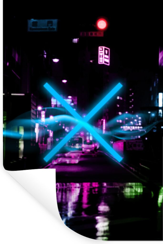 MuchoWow Wandtattoo Wandsticker Wandaufkleber Spiel - Neon - Spielen - Abstrakt 60x90 cm Selbstklebend und Repositionierbar - Sticker - Dekorfolie