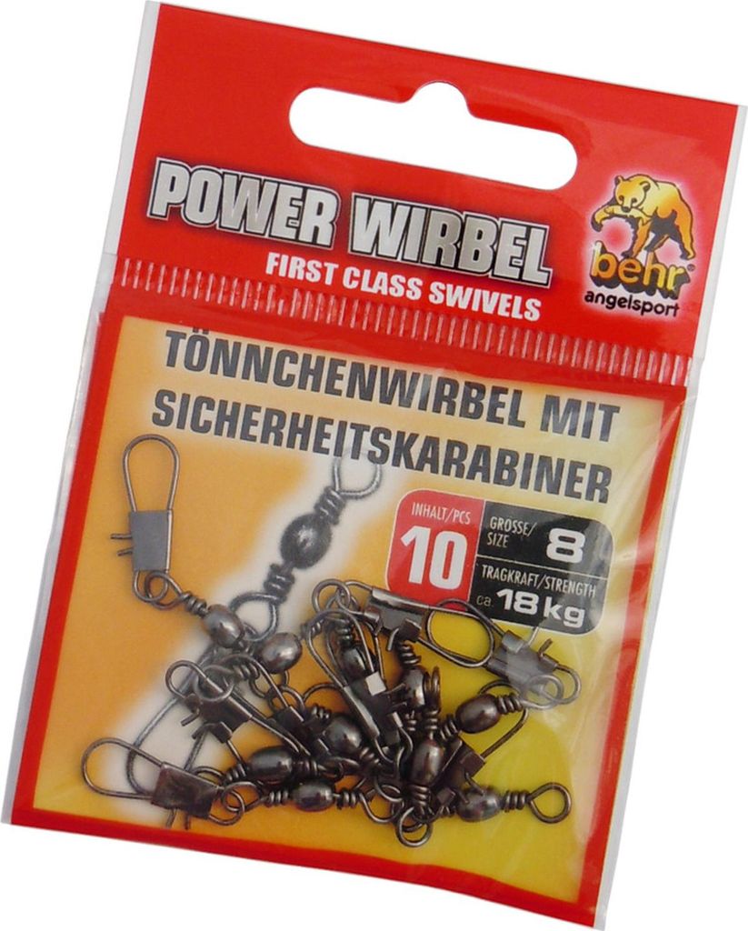 Tönnchenwirbel mit Sicherheitskarabiner 10 Stück Gr. 8