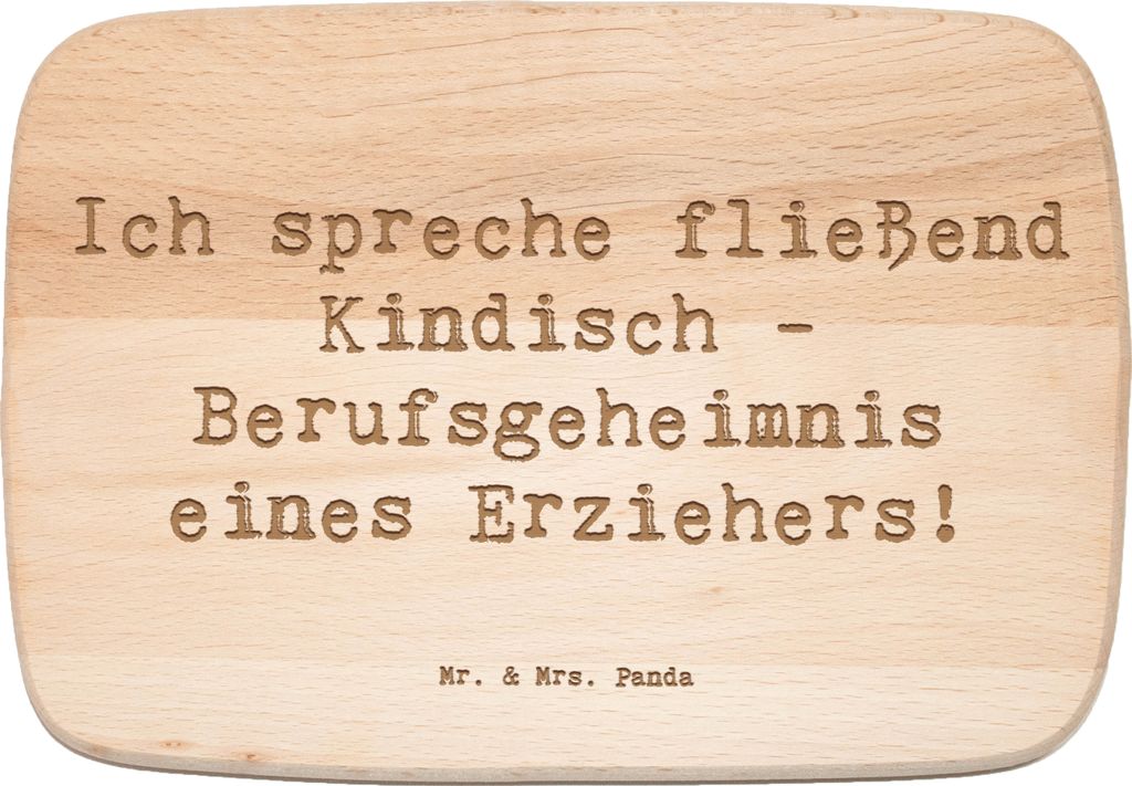 Mr. & Mrs. Panda Frühstücksbrett Spruch Erzieher Kindisch - Transparent - Geschenk, Holzbrettchen, Wertschätzung, Berufsprodukte, Berufsalltag, ...