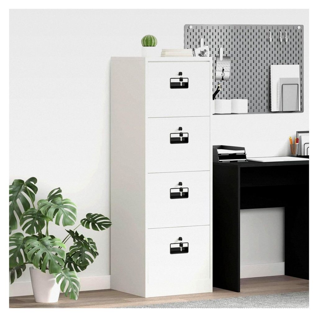 Moderner Aufbewahrungsschrank aus kaltgewalztem Stahl - Weiß - für Büro, Arbeitszimmer und Home-Office