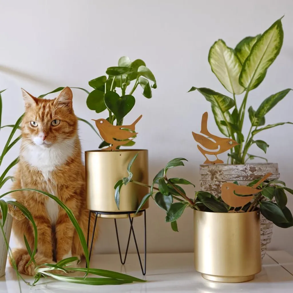 Ornements de jardin d'oiseaux rouillés pour décoration de parterre