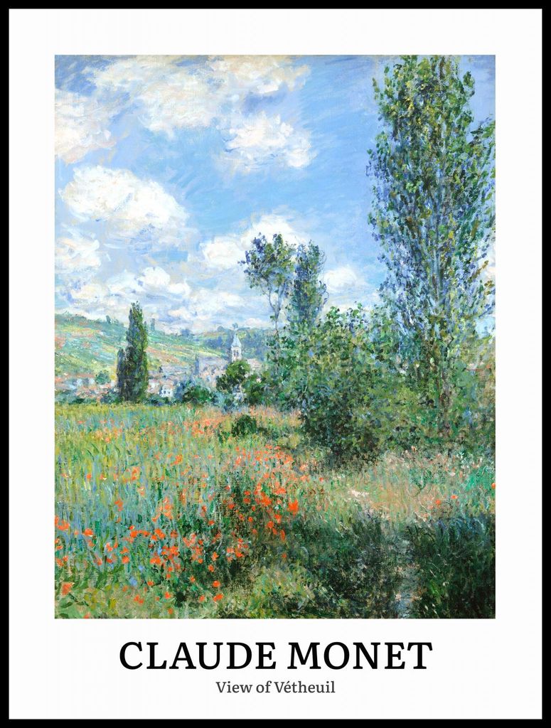Plakat 60x80cm Design Ansicht von Vétheuil, Monet Vintage für das Wohnzimmer