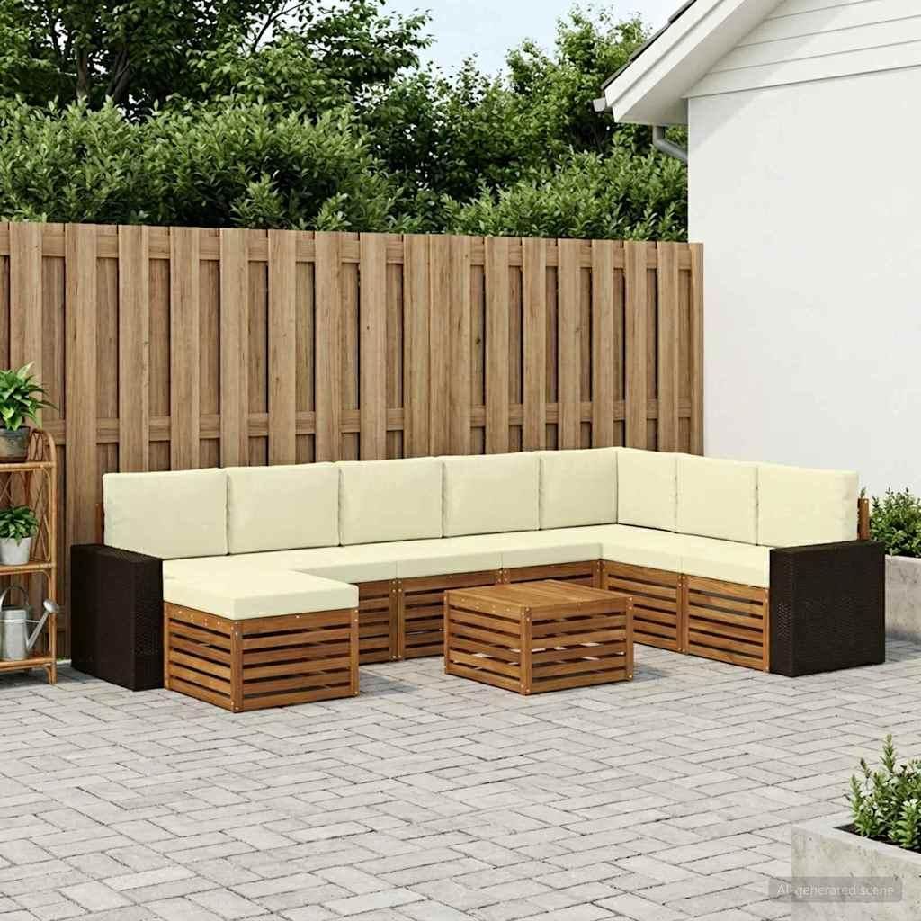 Möbel Outdoor-Sofagarnitur mit Kissen 9 pcs Natur und CremeGartensofas - Gartensofas c1963