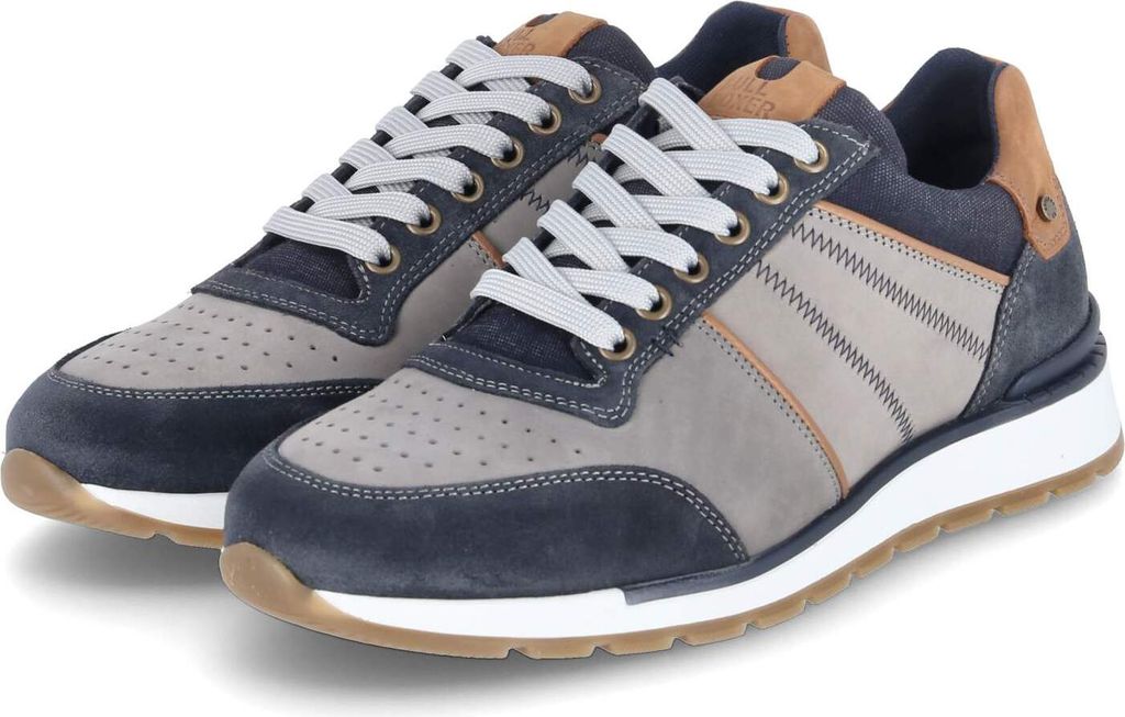 Bullboxer Herren Low Sneaker Grau Leder Textil handcrafted Größe: 41