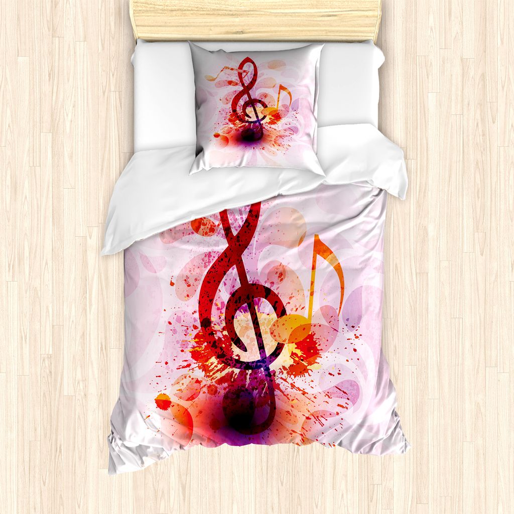 ABAKUHAUS Musik Bettbezug Set für Einzelbetten, Gradient Treble Chef Motiv, Milbensicher Allergiker geeignet mit Kissenbezug, 135 cm x 200 cm - 80...