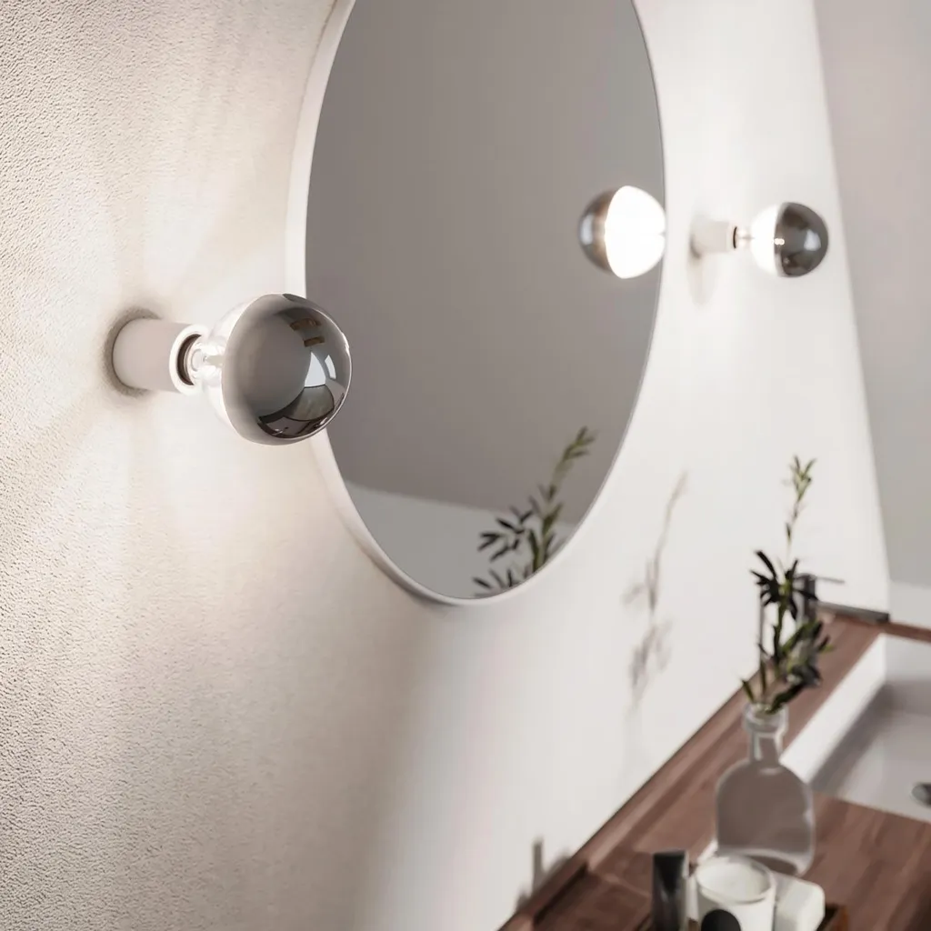 Lampada da Parete Argento IP44 Mezza Sfera - Design Industrial Moderno - 6