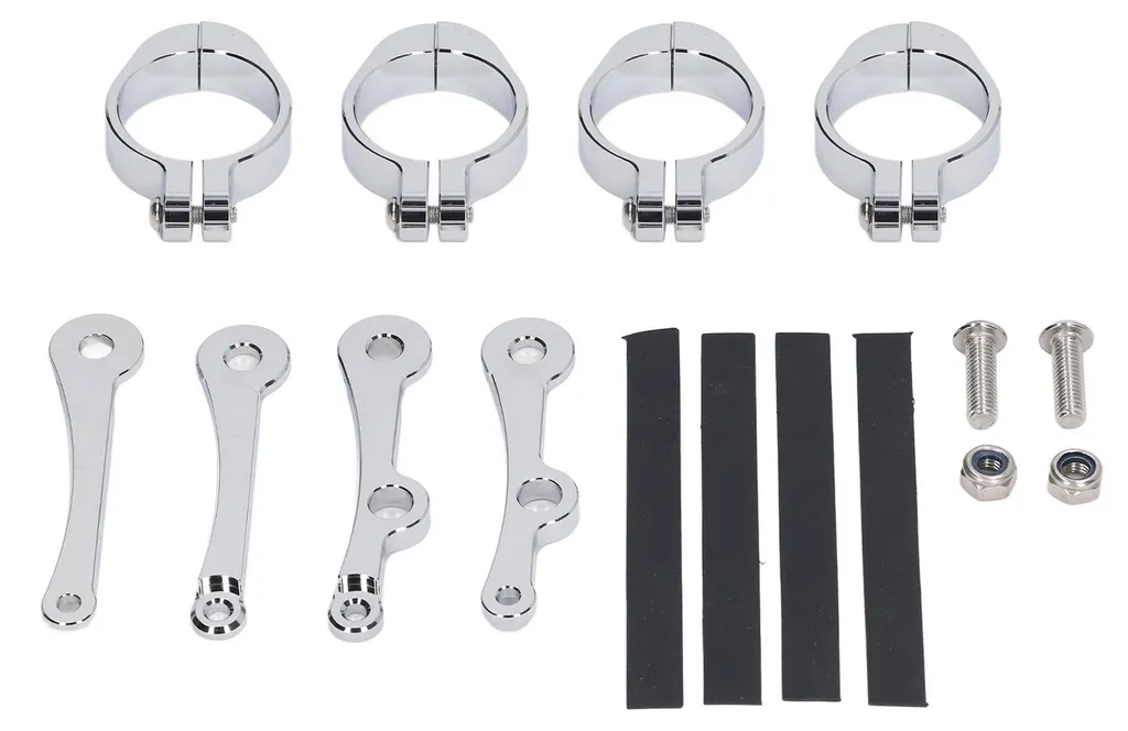 Support Phare Moto CNC Argent Brillant 39-41mm Pièce Suzuki de Qualité