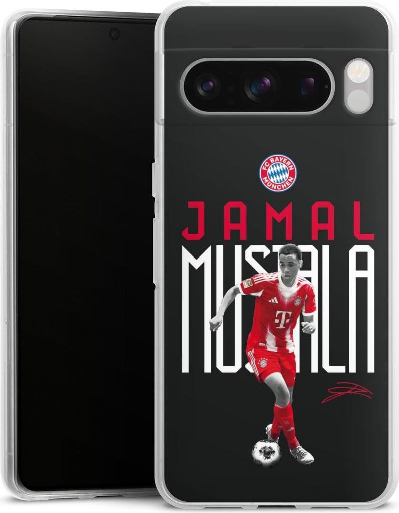 DeinDesign Handyhülle für Google Pixel 8 Pro Silikon Hülle Case Smartphone Schutzhülle FC Bayern München Offizielles Lizenzprodukt Jamal Musiala