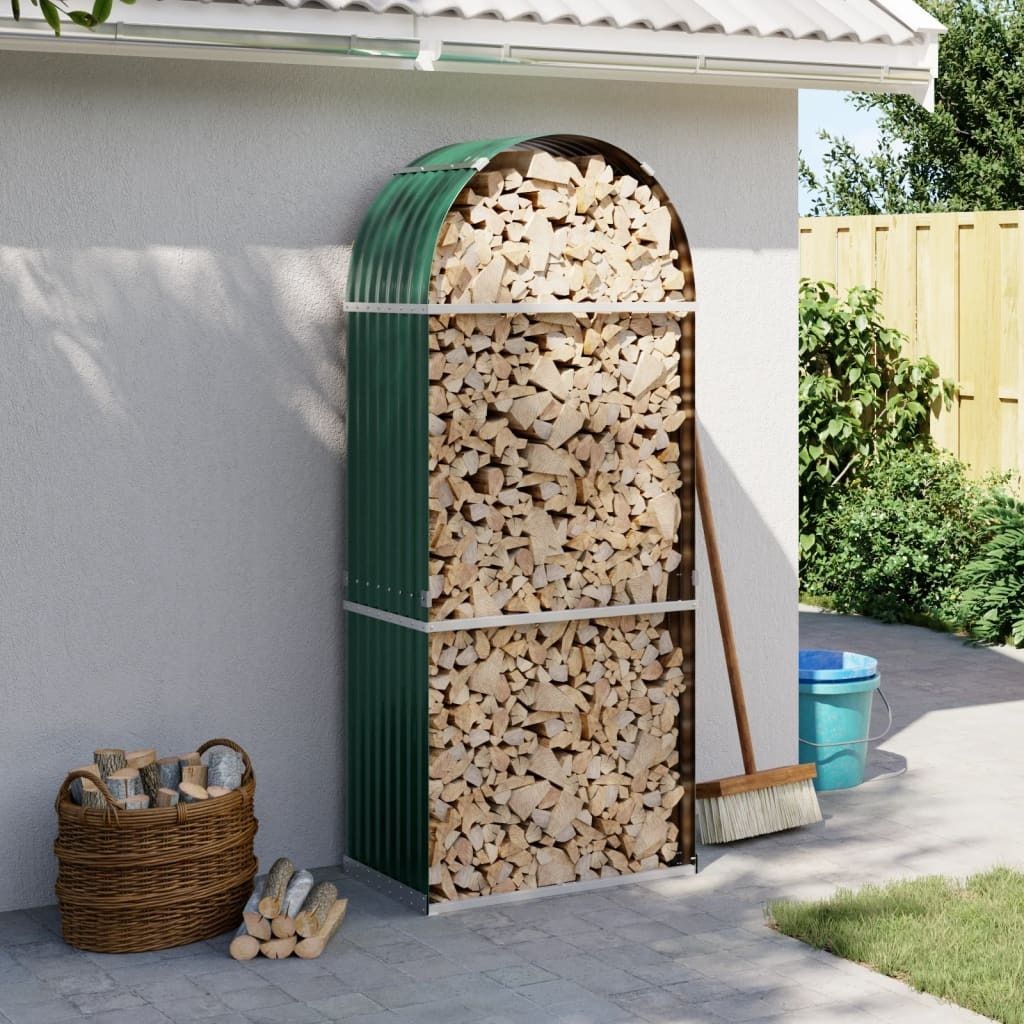 Praktischen Kaminholzunterstand Grün 80x45x190 cm Verzinkter Stahl - Kaminholzregale ,design Möbel 6325773 1parcel