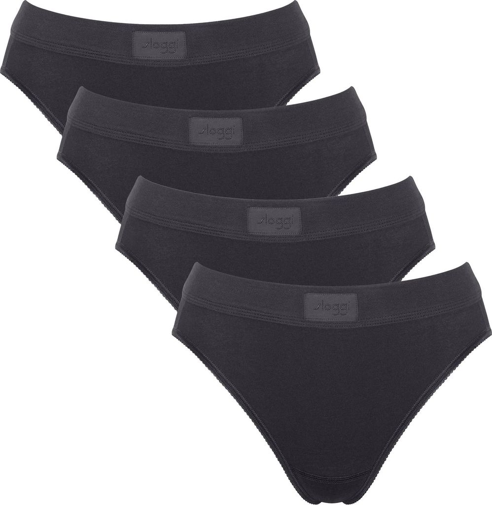 Sloggi Damen Slips, 4er Pack - Double Comfort Tai 4P, Unterhose, Stretch-Baumwolle Schwarz M