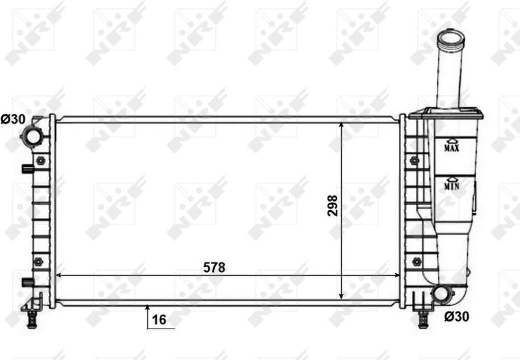 Kühler Motorkühlung Kühlrippen gelötet 578 - 298 mm Alu NRF für u.a. FIAT PUNTO