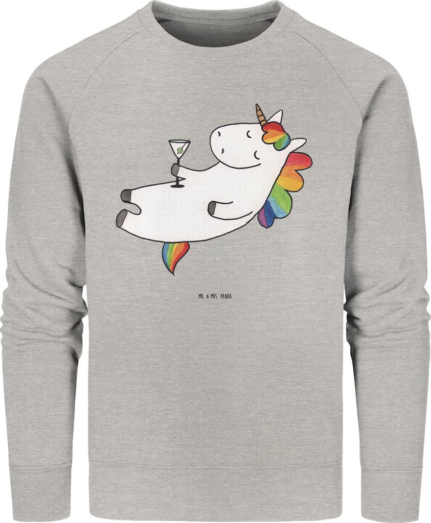 Mr. & Mrs. Panda Baumwoll Pullover Einhorn Cocktail Größe L - Heather Grey - Geschenk, Pulli, Bio, Cuba Libre, Unicorn, Caipirinha, Spruch, Einh...