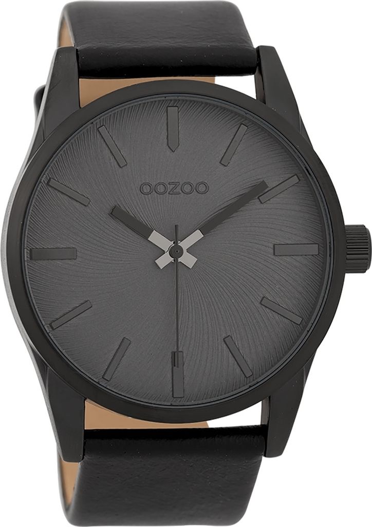 Oozoo Armbanduhr schwarz Leder struktur Timepieces Herren-Damen Analog UOC9629A