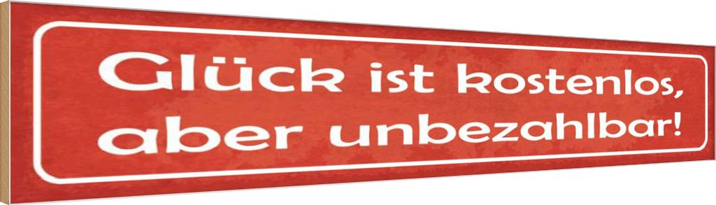 vianmo Holzschild 10x46 cm Glück ist unbezahlbar Spruch Zitat