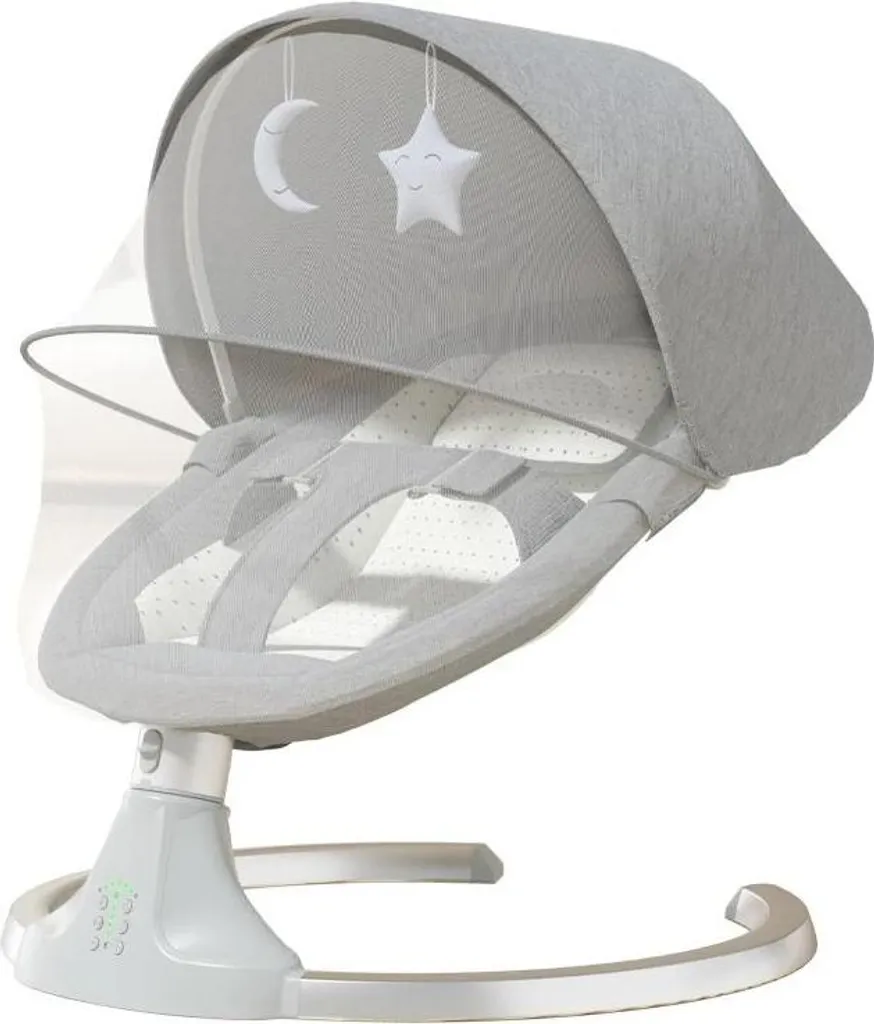 Balançoire bébé électrique M3-GRAU avec modes réglables et sécurité 5 pts
