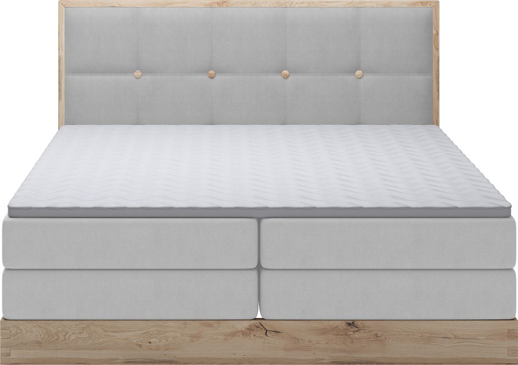 Komfortables Polsterbett ELLI – Liegefläche, 181 cm Breite, Mit Bonell- Und Taschenfederkernmatratzen Für Erholsamen Schlaf | 180x200 cm | Hell...