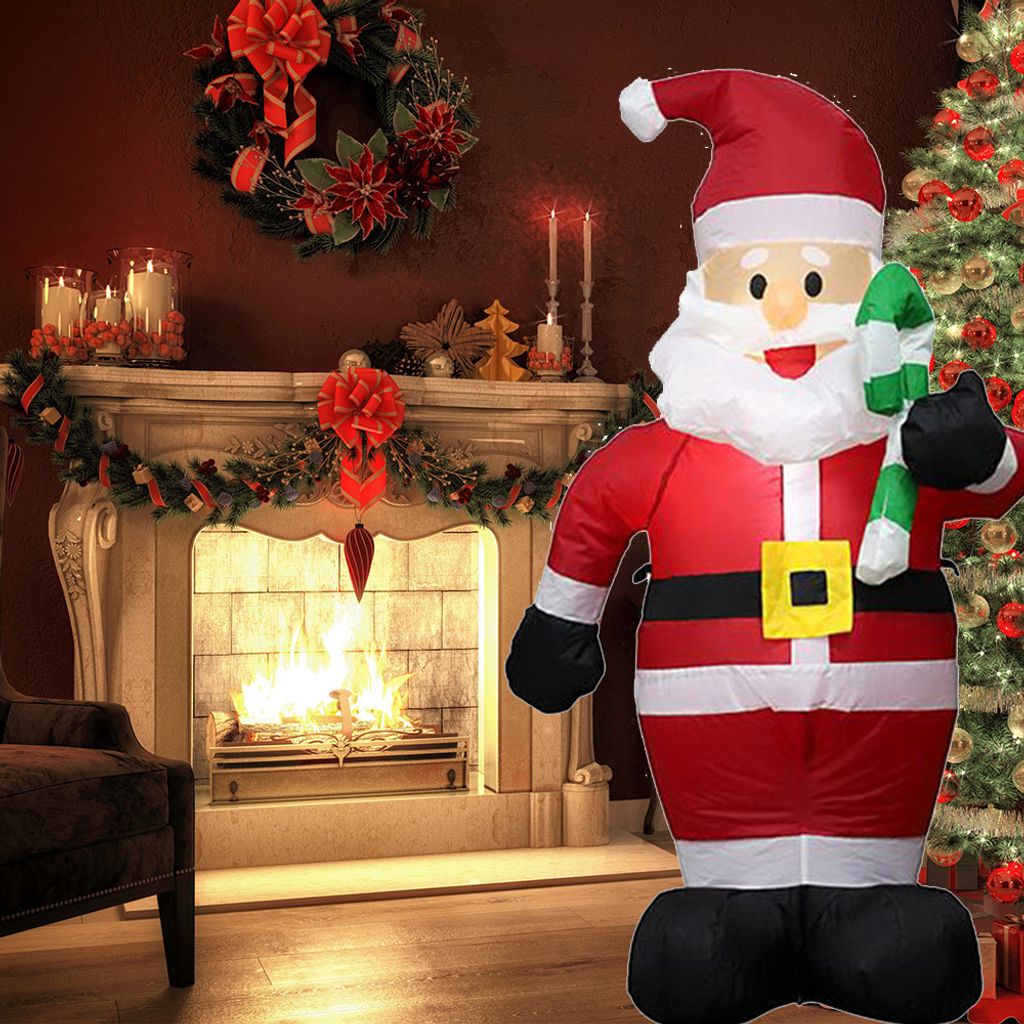 Weihnachtsmann Aufblasbarer Lebensgroß 180cm LED Deko Außen Weihnachten IP44