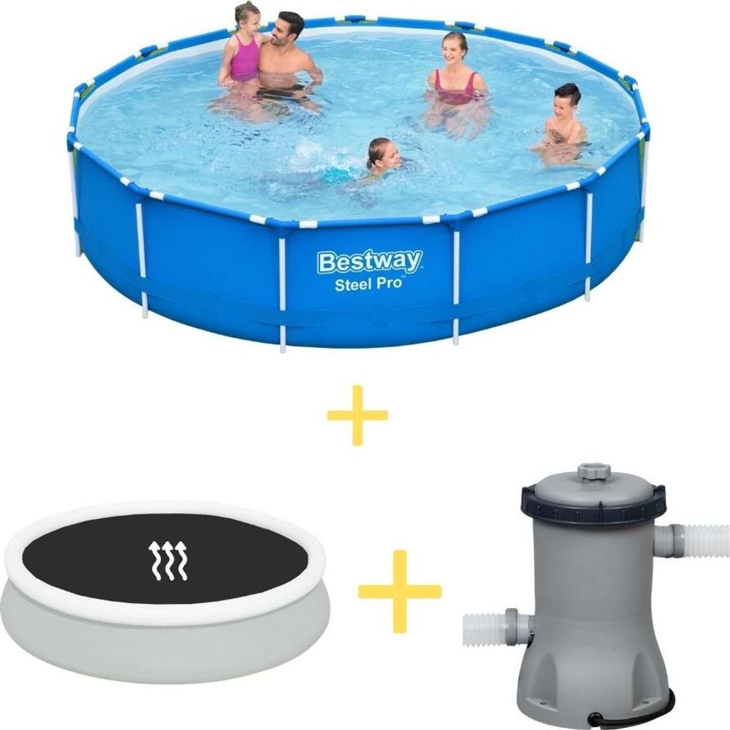 Bestway Pool - Steel Pro - 396 x 84 cm - Inklusive Solarsegel & Filterpumpe