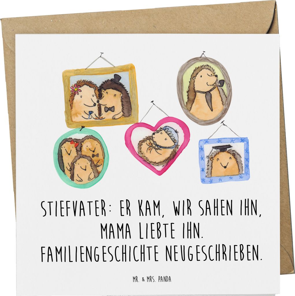 Mr. & Mrs. Panda Glückwunschkarte Stiefvater Liebe - Weiß - Geschenk, faltkarte, herzerwärmende Sprüche, anlasskarte, Familie, Weihnachten, Kla...