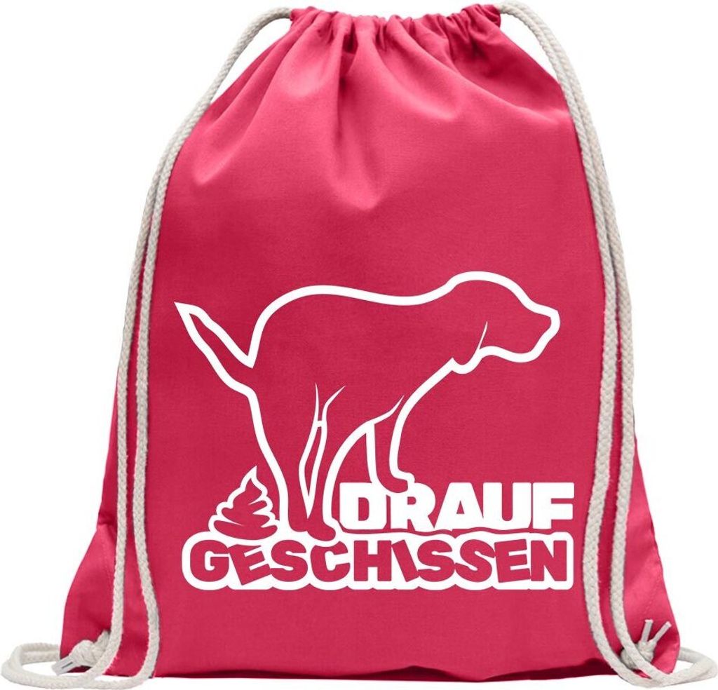 Kiwistar - Turnbeutel - pink - Drauf geschissen - Scheiße - Kacke - Fun Rucksack Sport Beutel Gymsack Baumwolle mit Ziehgurt