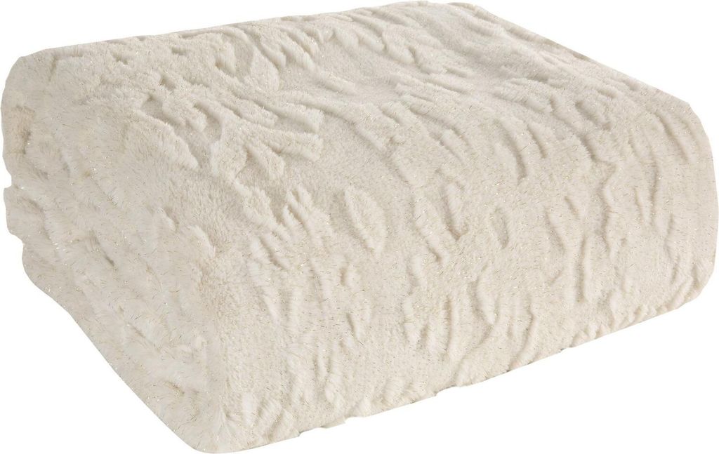 EUROFIRANY | Weihnachtsdecke - Kuscheldecke - 150 x 200 cm - Beige - Decke - mit Schneeflocken - für Winter und Weihnachten
