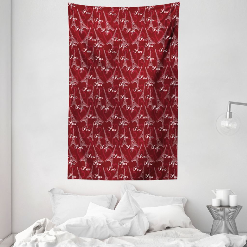 ABAKUHAUS Eiffel Wandteppich und Tagesdecke, Romantische Stadt der Liebe aus Weiches Mikrofaser Stoff Waschbar ohne Verblassen Digitaldruck, 140 x ...