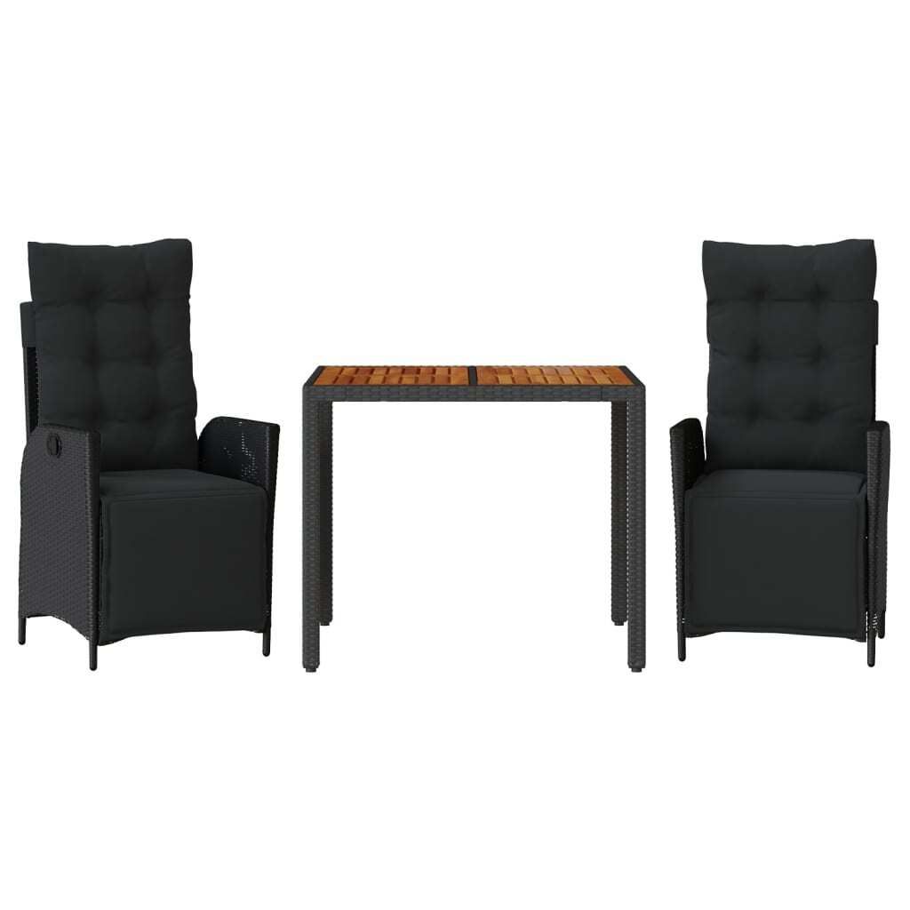 "SALE 2026" 3-tlg. Garten-Essgruppe - elegantes Design - Sitzgruppe/Gartenmöbel-Set - mit Kissen Schwarz Poly Rattan - Terassenmöbel DEMöbel192981