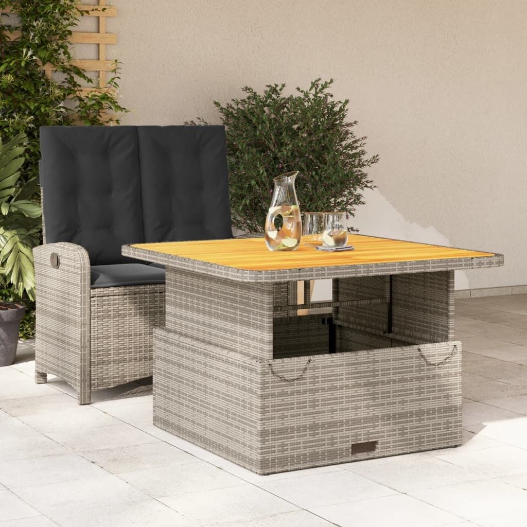 Maison Exclusive - 2-tlg. Garten-Essgruppe mit Kissen Grau Poly Rattan