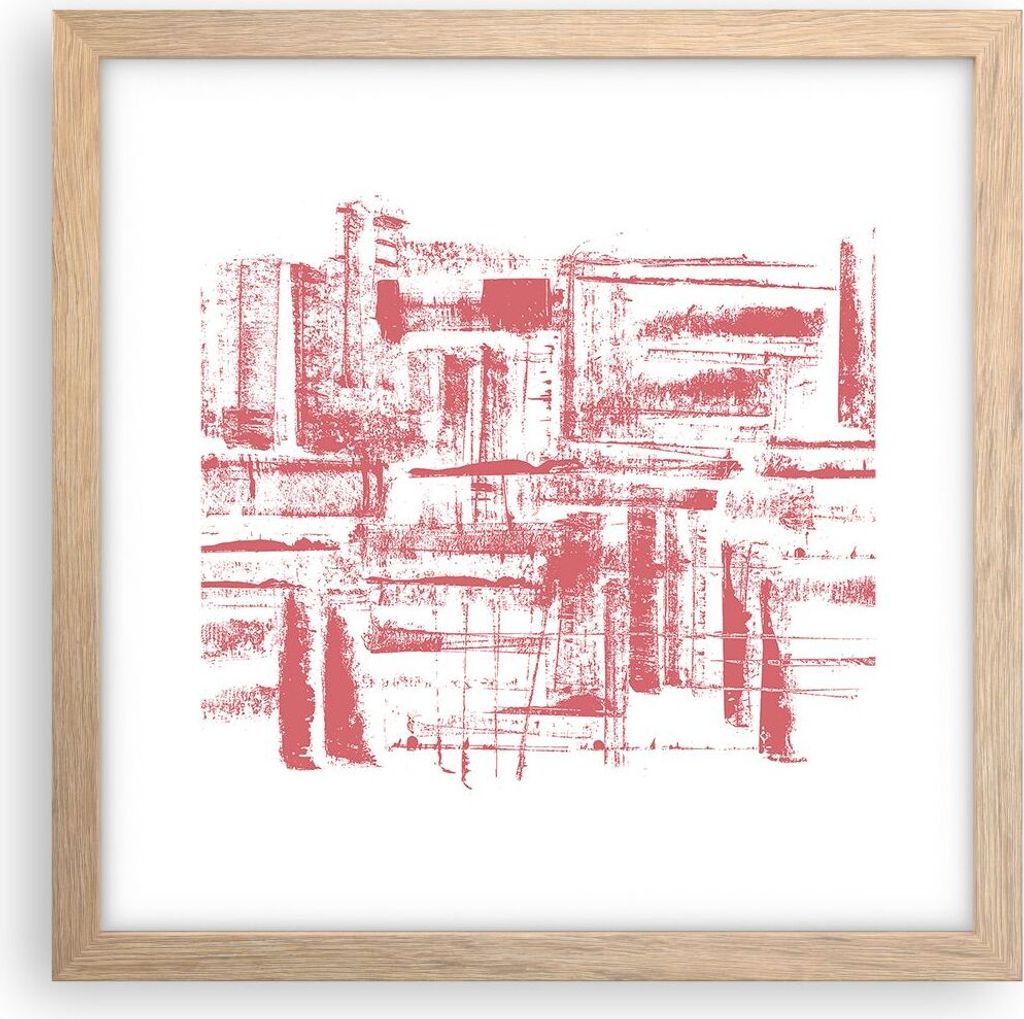 Gerahmtes Poster - Rahmen in heller Eiche - Rot Textur Muster - 30x30 cm - Wand Bild - Wanddeko - Wandbilder - Kunstposter - Wandposter - Bilderrah...
