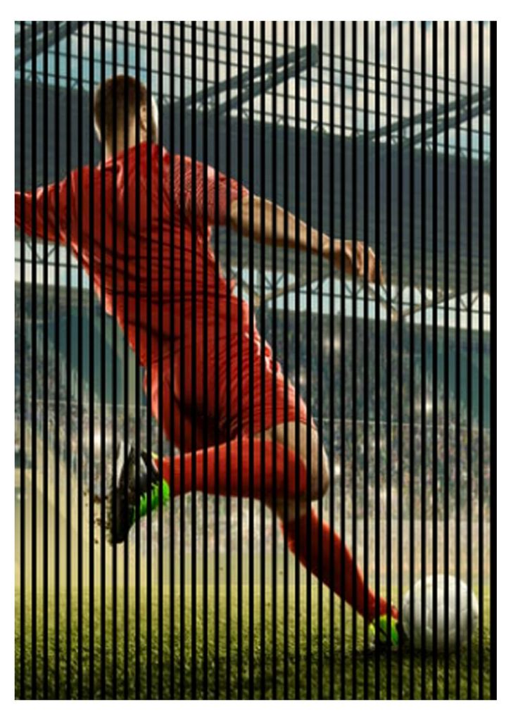 Akustikpaneele mit Digitaldruck Soccer01 19 x 1693 x 2400 mm Fußball Stadion MDF PET-Fasern Wandpaneele Grau Rot 3 Einzelplatten