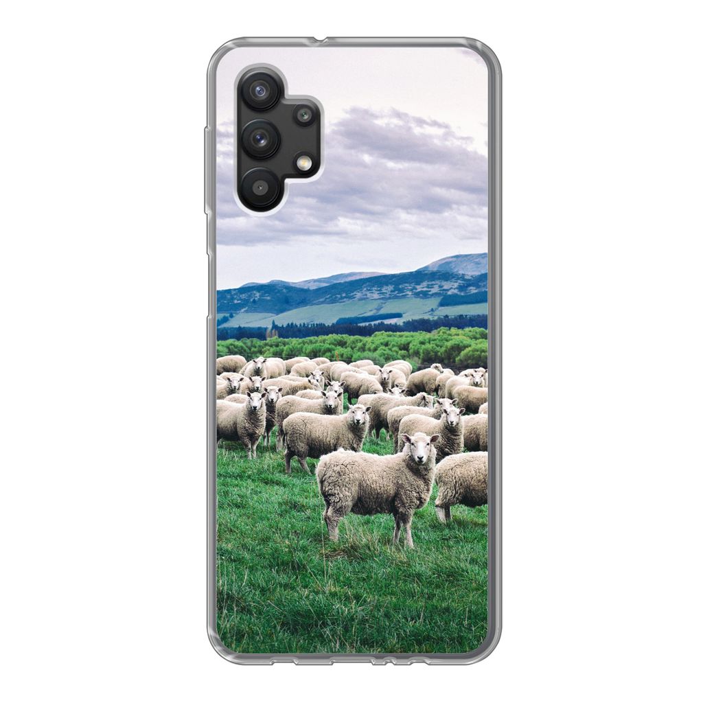 MuchoWow Handyhülle Schutzhülle Hülle für Samsung Galaxy A32 5G Schafe - Natur - Gras Silikon Softcase Handy Hülle - Softcase